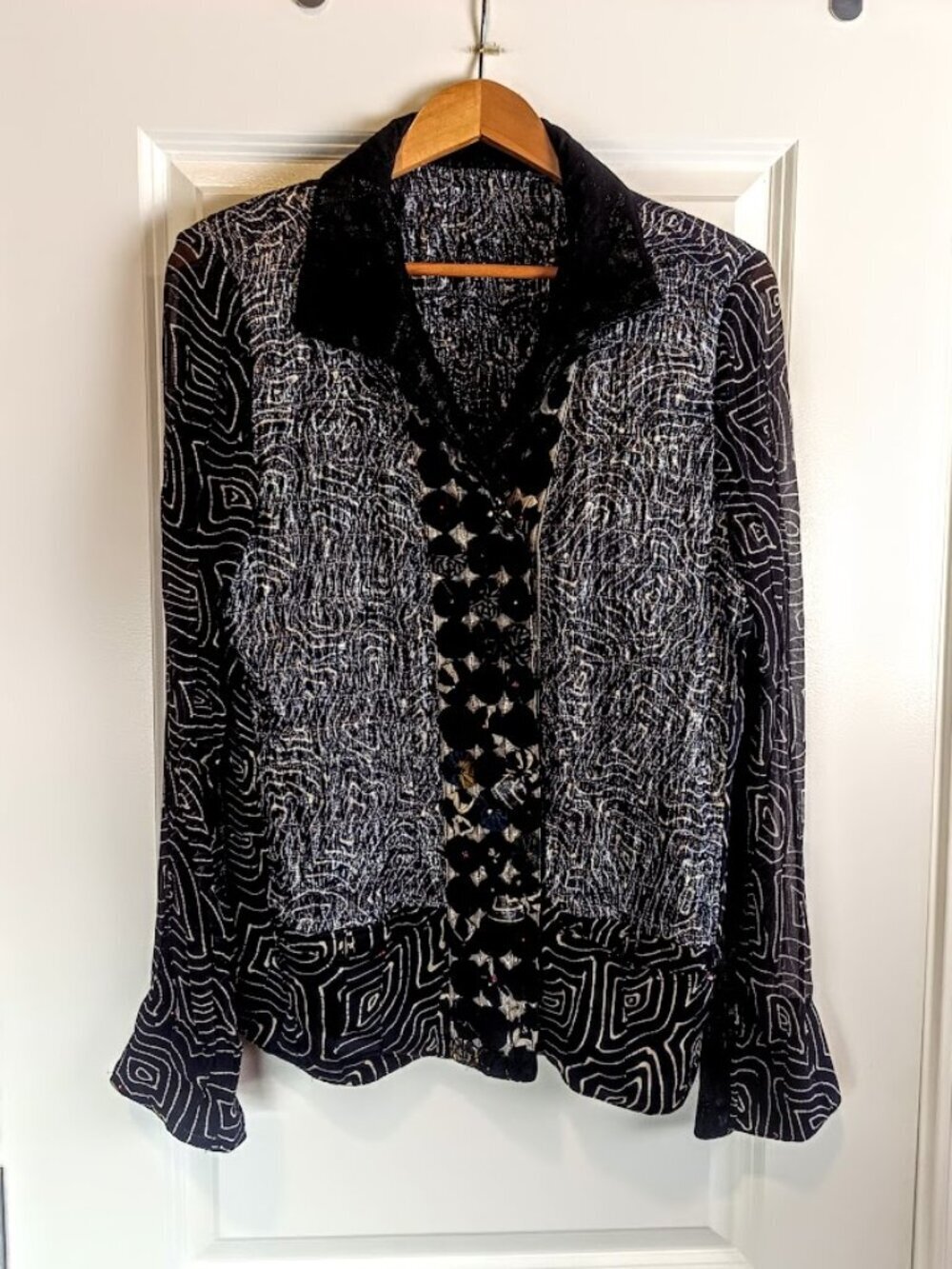 Nadya Handmade Bali Black Metallic Blazer Jacket